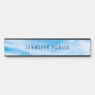 Elegant Clouds Blue Sky Modern Nature Template Door Sign