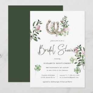 Elegant Clover Horseshoes Botanical Bridal Shower Invitation