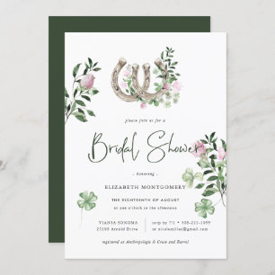 Elegant Clover Horseshoes Botanical Bridal Shower Invitation