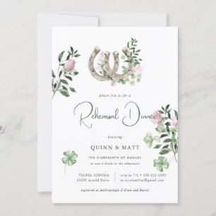 Elegant Clover Horseshoes   Rehearsal Dinner Invitation