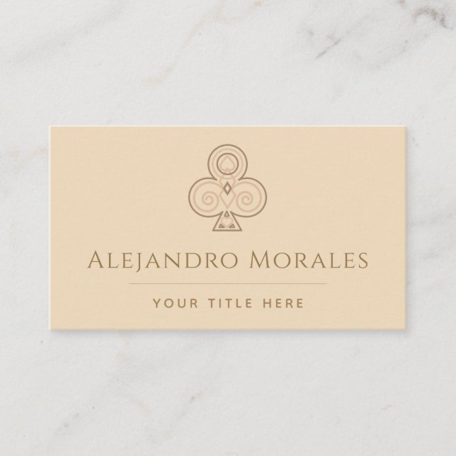 Elegant Club Logo Card Game Casino Theme Beige (Front)