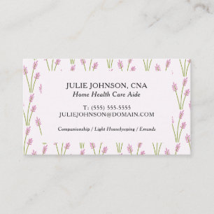 Elegant CNA Home HealthCare Pink Floral Pattern Business Card