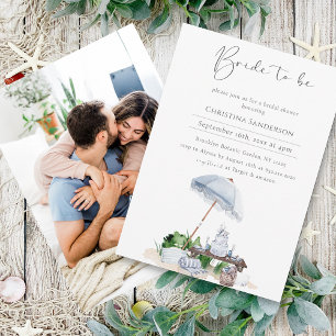 Elegant Coastal Beach Bridal Shower Photo Invitation