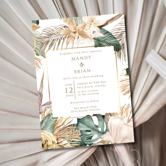 Elegant Coastal Beach Destination Wedding  Invitation (Elegant Coastal Beach Destination Wedding Invitation)
