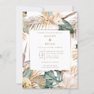 Elegant Coastal Beach Destination Wedding  Invitation
