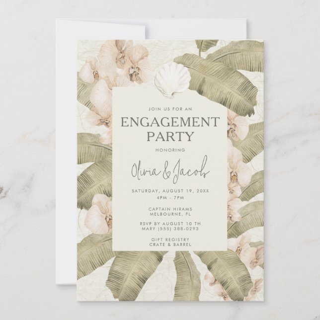 Elegant Coastal Beach Engagement Party  Invitation (Front)