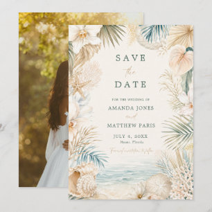 Elegant Coastal Beach Photo Wedding Save The Date