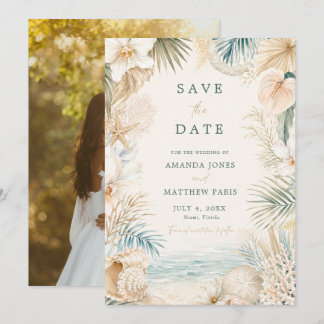 Elegant Coastal Beach Photo Wedding Save The Date