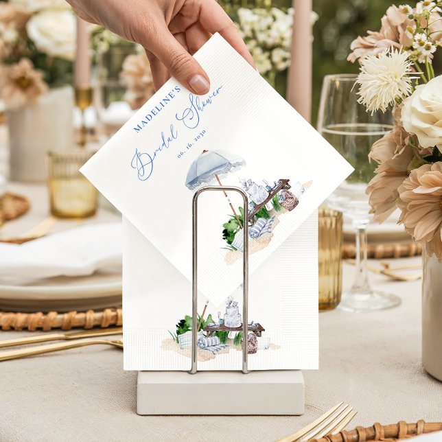 Elegant Coastal Beach Picnic Bridal Shower Napkin (Creator Uploaded)