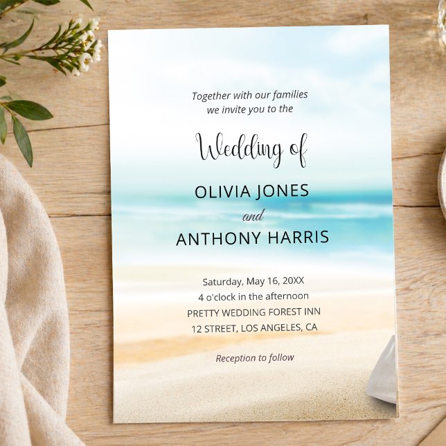 Elegant Coastal Beach Wedding Invitation (Creator Uploaded)