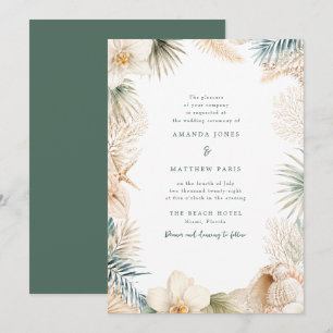 Elegant Coastal Beach Wedding Invite