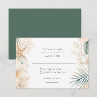 Elegant Coastal Beach Wedding RSVP Card