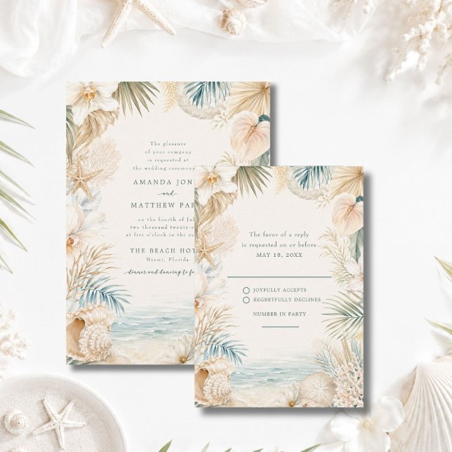Elegant Coastal Beach Wedding RSVP Card (Elegant Coastal Beach Wedding RSVP Card)