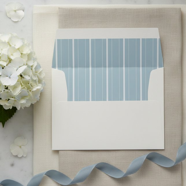 Elegant Coastal Blue Stripe Modern Wedding Envelope (Elegant Coastal Blue Stripe Modern Wedding Envelope)