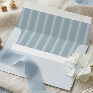 Elegant Coastal Blue Stripe Script Wedding Envelope