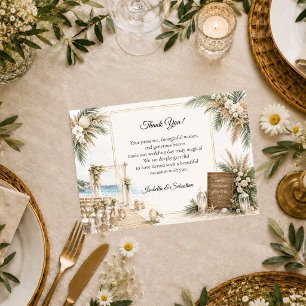 Elegant Coastal Boho Romance Wedding Thank You Card
