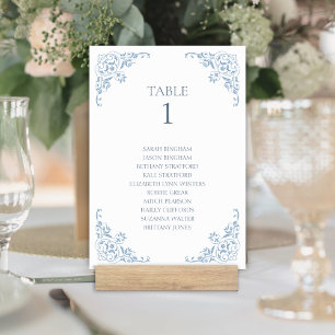 Elegant Coastal Chic Blue and White Vintage Border Table Number