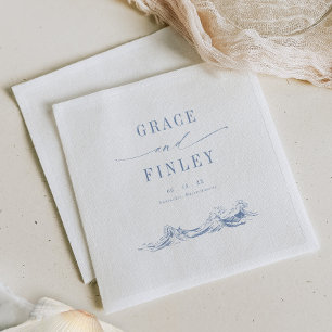 Elegant Coastal Chic Blue Wedding Napkin