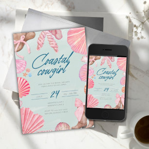 Elegant coastal cowgirl bridal shower invitation