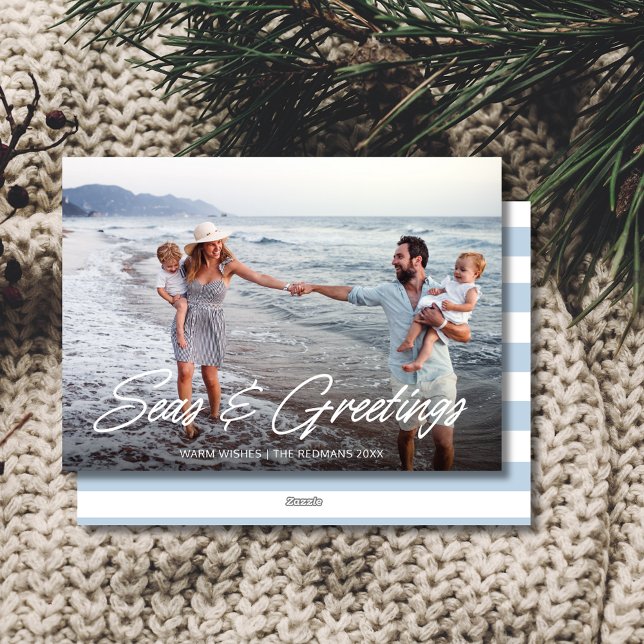 Elegant Coastal Family Photo Christmas  Holiday Card (Elegant Coastal Family Photo Christmas Holiday Card)