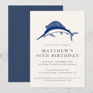 Elegant Coastal Fisherman Adult Birthday Party Invitation
