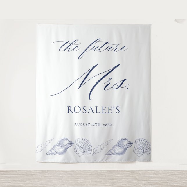Elegant Coastal Future Mrs. Photo Booth Backrop Tapestry (Front)