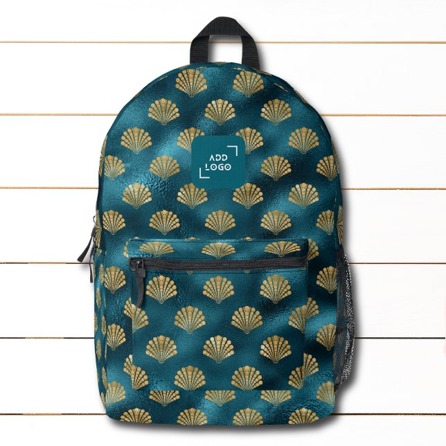 Elegant Coastal Gold Seashell Logo Corporate Printed Backpack (Creator Uploaded)