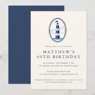 Elegant Coastal Lighthouse Adult Birthday Party  Invitation