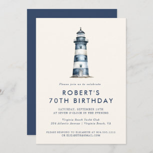 Elegant Coastal Lighthouse Adult Birthday Party Invitation