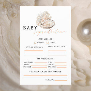 Elegant Coastal Pearl Baby Prediction Wishes Card
