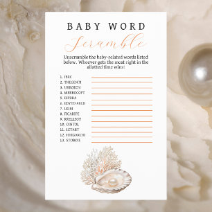 Elegant Coastal Pearl Baby Word Scramble Flyer