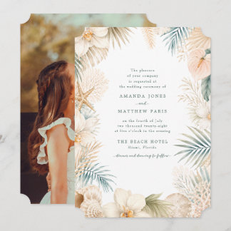 Elegant Coastal Photo Beach Wedding Invite