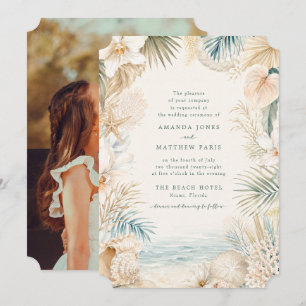 Elegant Coastal Photo Beach Wedding Invite