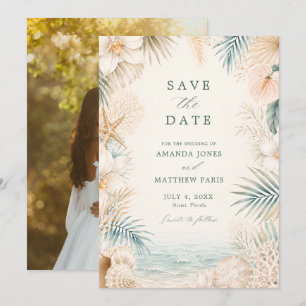 Elegant Coastal Photo Beach Wedding Save The Date