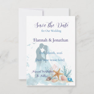 Elegant Coastal Romance Wedding Save The Date