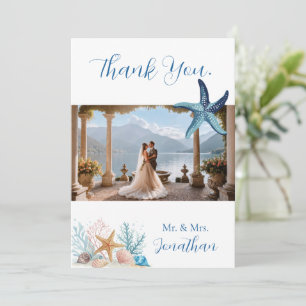 Elegant Coastal Romance Wedding  Thank You Card