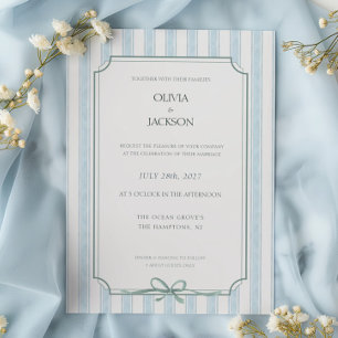 Elegant Coastal Sage Misty Blue Wedding Invitation