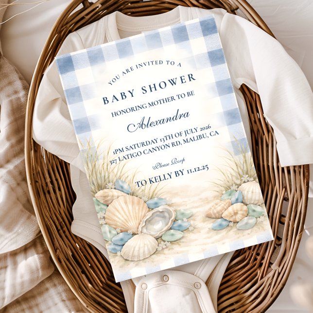 Elegant Coastal Seashell Baby Shower Invitation (Creator Uploaded)