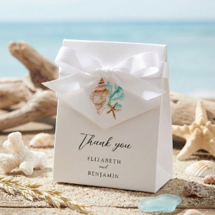 Elegant Coastal Seashell Thank you Beach Wedding Favour Box