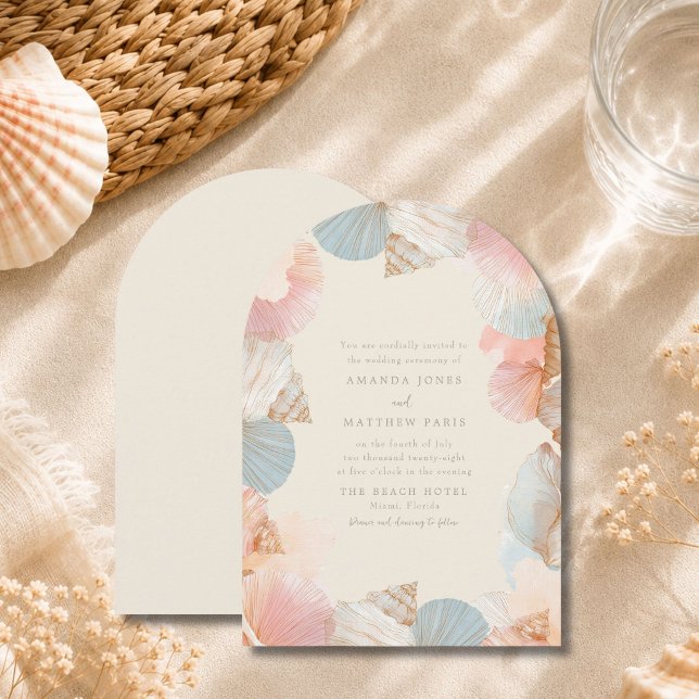 Elegant Coastal Seashell Wedding Invitation (Creator Uploaded)