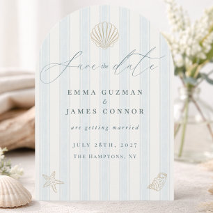 Elegant Coastal Seashell Wedding Save the Date Invitation