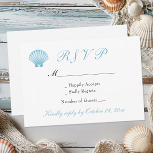 Elegant Coastal Shells Nautical Beach Wedding RSVP Card