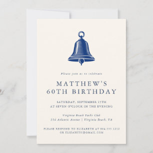 Elegant Coastal Ships Bell  Adult Birthday Party  Invitation