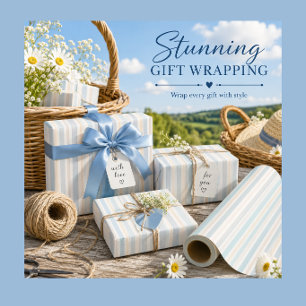 Elegant Coastal Stripe Gift Wrapping Paper Roll