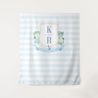 Elegant Coastal Wedding Crest Photo Backdrop