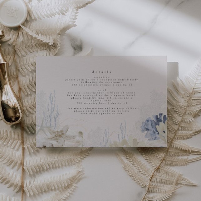 Elegant Coastal Wedding Dusty Blue  Enclosure Card (Creator Uploaded)