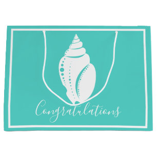 Elegant Coastal White Seashell Congratulations Large Gift Bag