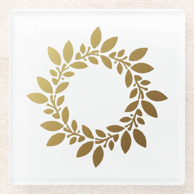 Elegant Coasters Featuring Intricate Gold Leaf.  (Front)