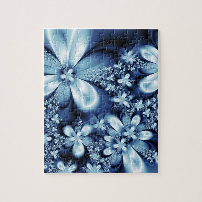 Elegant Cobalt Dark Blue Silky Flowers Jigsaw Puzzle (Vertical)