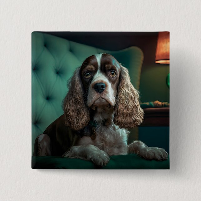 Elegant Cocker Spaniel Classic Portrait Design 15 Cm Square Badge (Front)